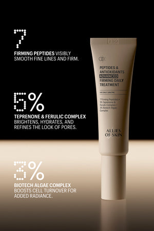 Firming Daily Treatment with peptide and antioxidant ingredient callouts
