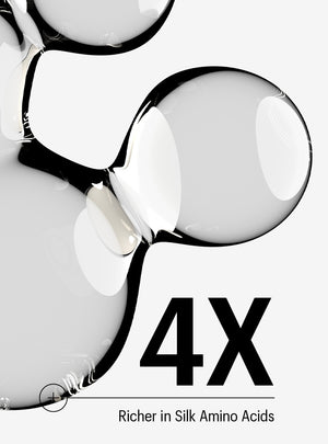 Stat graphic: formula is 4x richer in silk amino acids