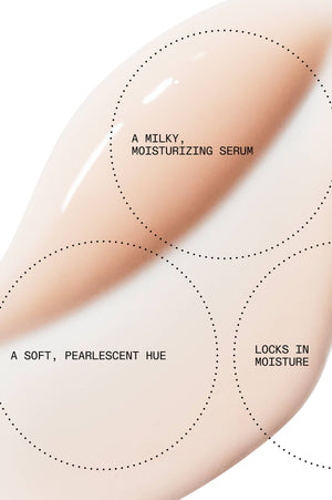 Beta Glucan Serum's milky texture with a pearlescent hue