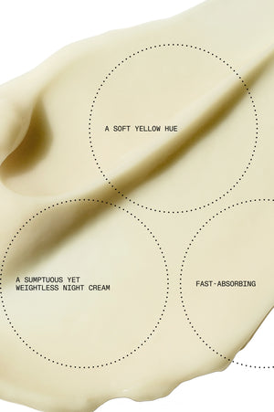 Soft yellow, weightless night cream texture close-up