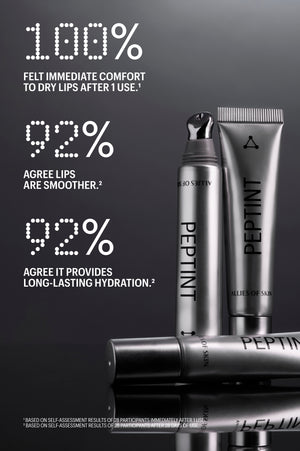 Peptint stats: 100% felt comfort, 92% smoother, hydrated lips