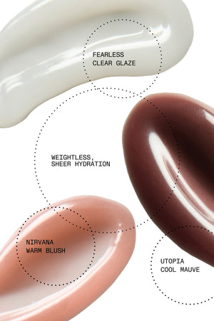 Peptint texture swatches in three shades: glaze, blush, mauve