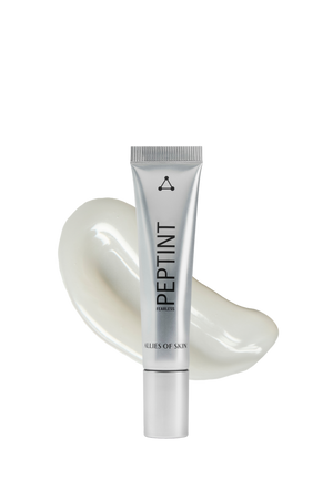 Peptint Lip Treatment tube beside its glossy texture swirl